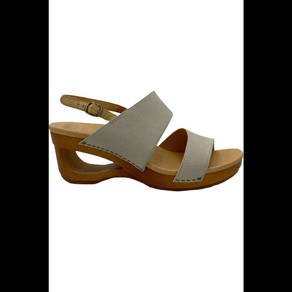 Dansko Shoes - Dansko Leather Wedge Sandals Tamia Ivory - Medium